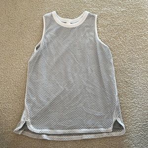 Athleta Girl Grey Tank With White Mesh Layer